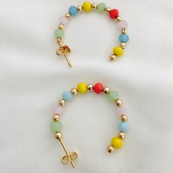 Color Beaded Hoops - Picture 8 of 11